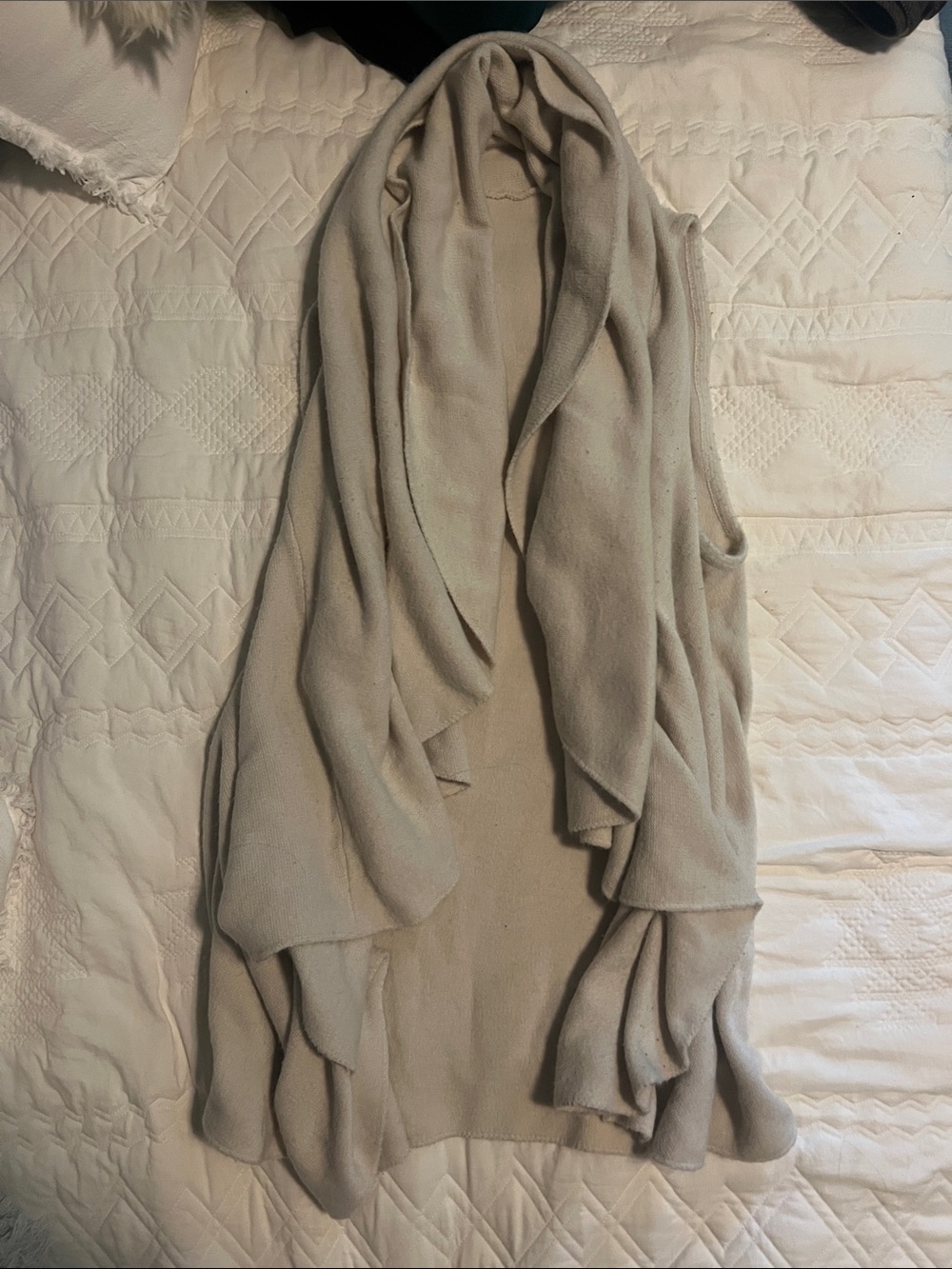 Look By M Light Taupe Open-Front Draped Women's Sweater Vest Cardigan One Size